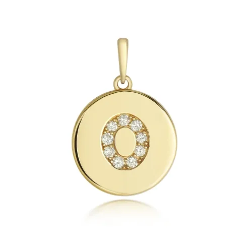 Diamond O Initial Pendant 9ct Yellow Gold 1.10g 